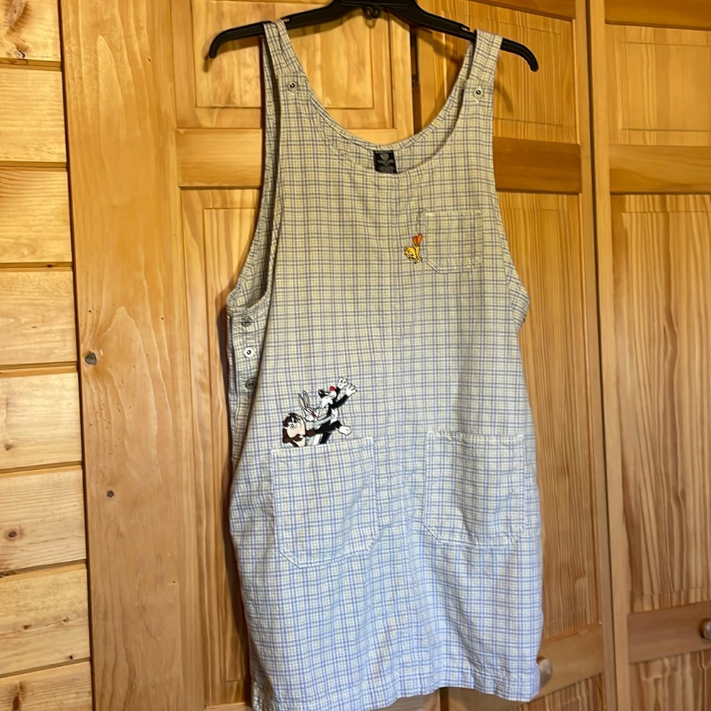 Plaid jumper with Warner Brothers characters